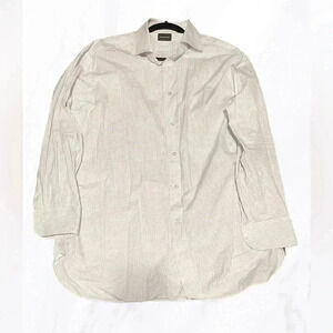 Ermenegildo Zegna regular white black stripe casual long sleeve dress shirt 17.5